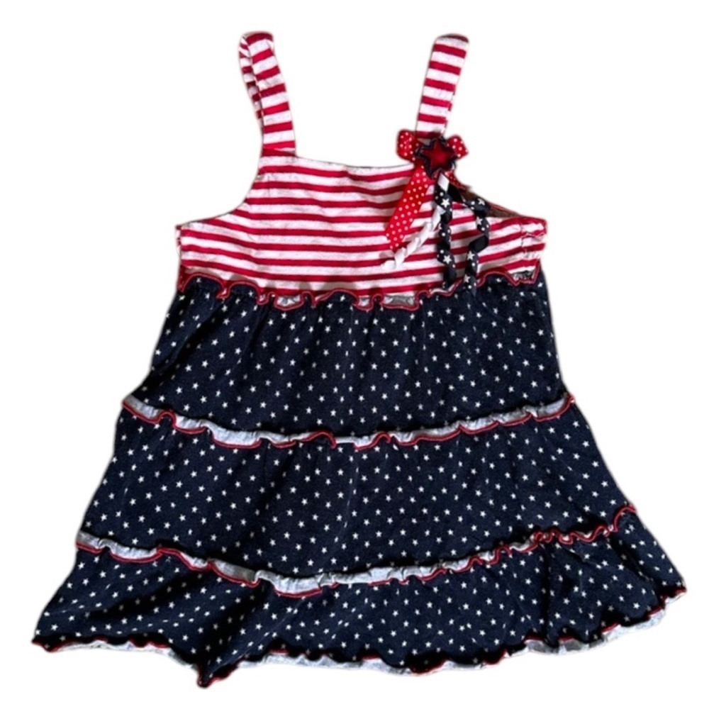 Boutique Sophie Rose Patriotic Dress American Flag Red White Blue Girl 24 M